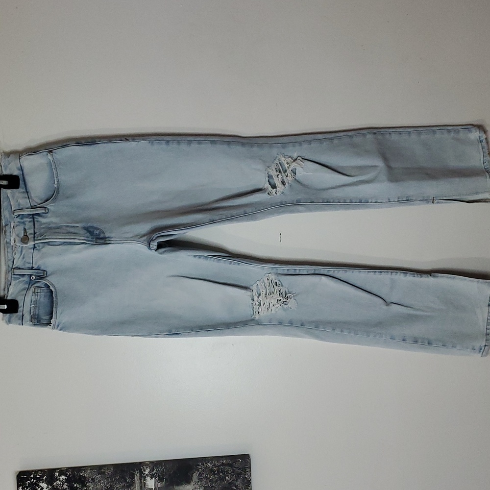 Good American Good Boy Split Hem Highwaist Jeans Size 2/26 Indigo Light Wash
